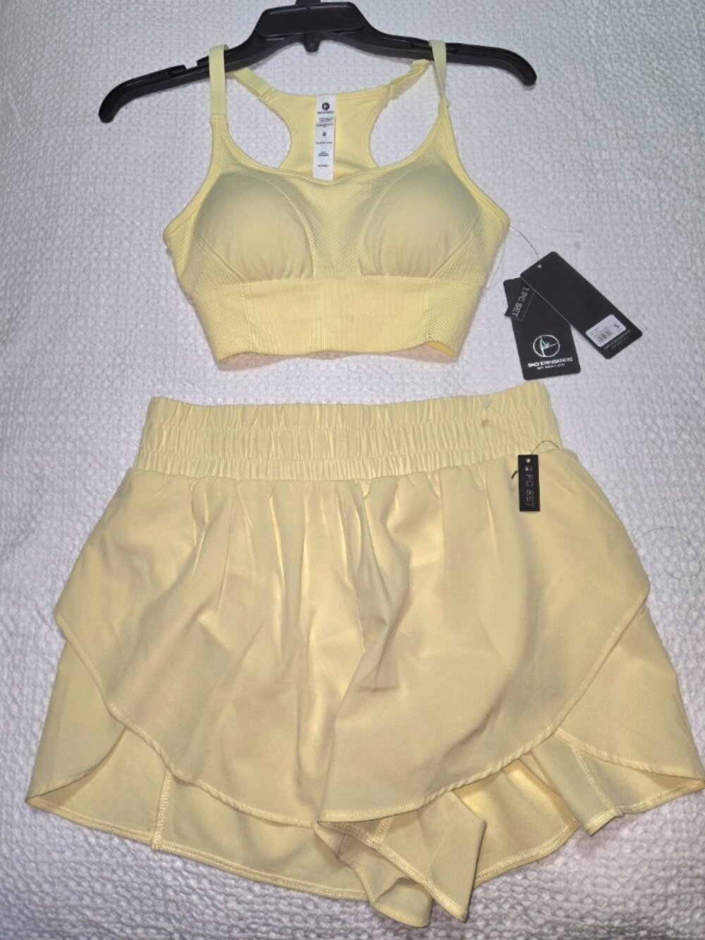 NWT 90 Degree by Reflex Daffodil 2-Piece Seamless Sports Bra & Swiftlayer Skort - Picture 2 of 7